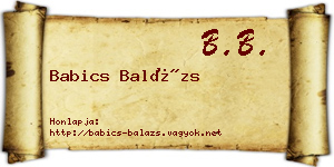 Babics Balázs névjegykártya