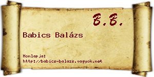 Babics Balázs névjegykártya